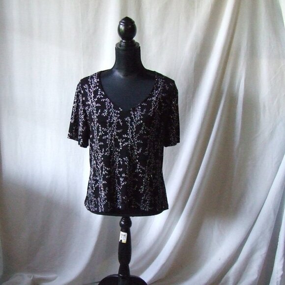 Ronnie Nicole blouse shirt top plus size silver black evening vintage whimsigoth - Picture 1 of 14